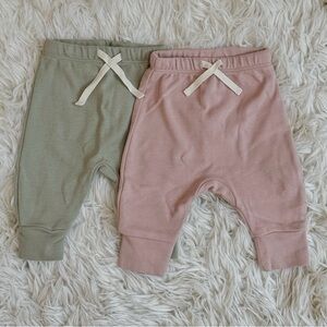 SET of 2 Quincy Mae Drawstring Pants in Sage and Blush